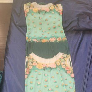 Vintage floral mesh maxi dress